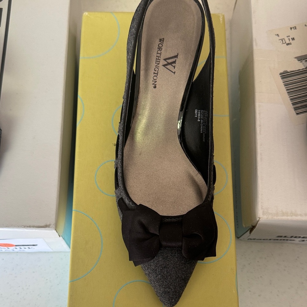Worthington Women's Black and Gray Slingback Heels